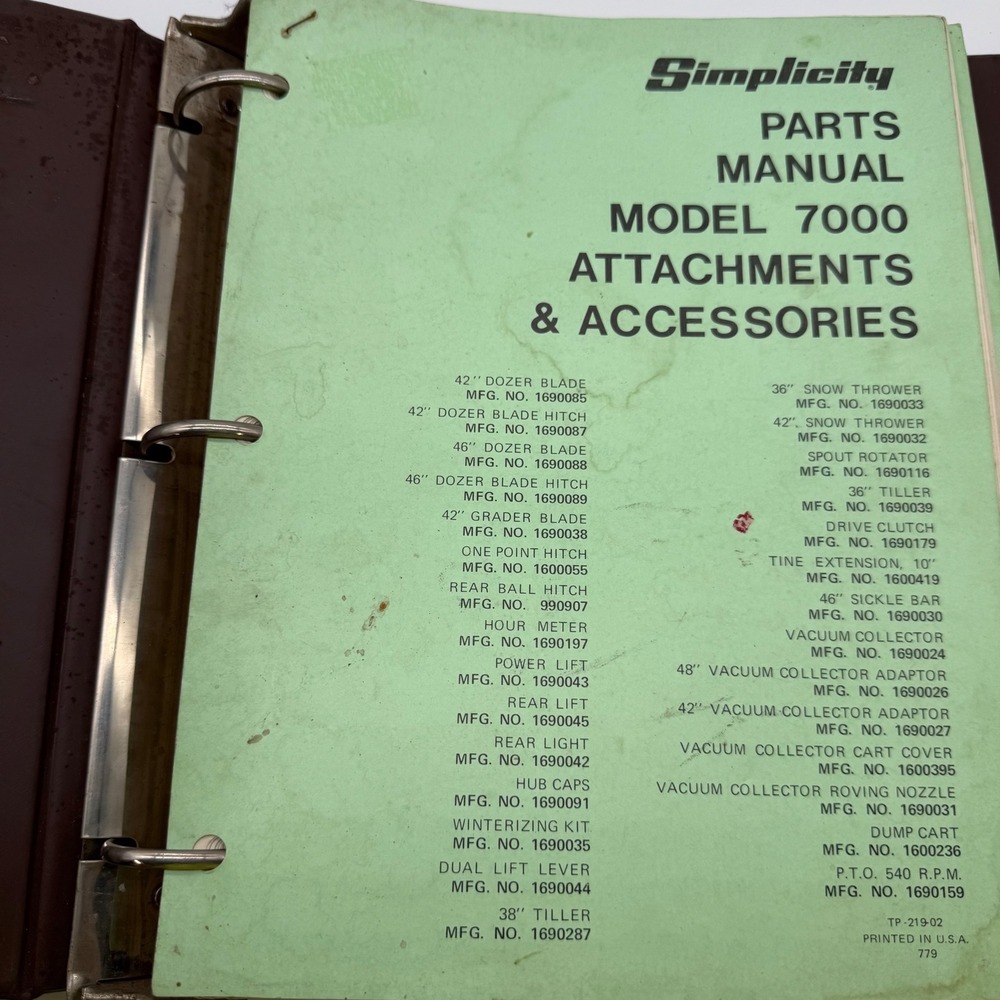 Simplicity Pow'r Max 4040 4041 9020 Repair Parts Manuals Binder Vintage